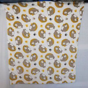 Hedgehog White Brown Yellow Plush Fleece Baby Blanket Honey Bunny Groundhog